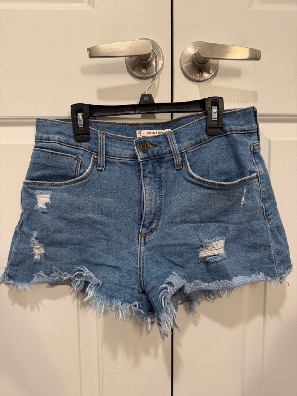Whetherly Blue Distressed Denim Shorts